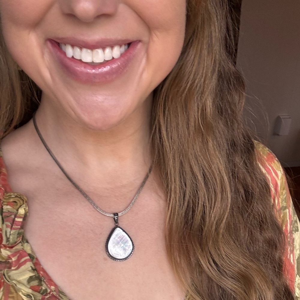 Vintage Sterling Silver and Mother of Pearl Southwestern Pendant